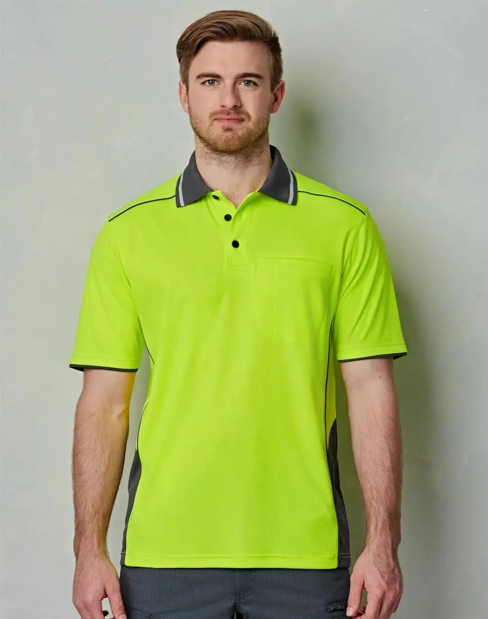Unisex Hi-Vis Bamboo Charcoal Vented SS Polo SW79 Metro Workwear.